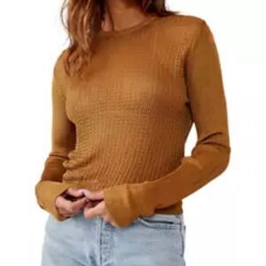 NWT Free People H2O Crew Neck Sweater in Tiger’s Eye Women’s Small